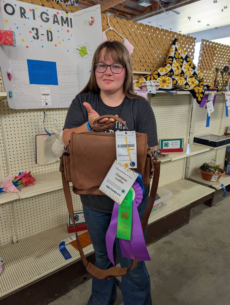 Anne Kennedy with her Champion Leather project.