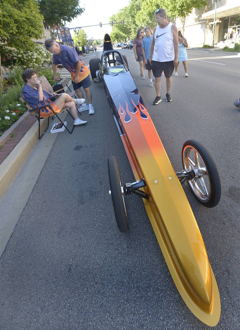 A dragster brought by the IBEW Local 176 Union Electricians drew plenty of attention Friday during the 26th annual Ottawa Cruise Night.