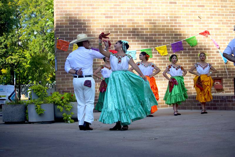 Dancers with Ballet Folklorico La Academia at Fiesta en el Bicentennial Park at Saturday, Sept. 14, 2024 at Billie Limacher Bicentennial Park in Joliet.