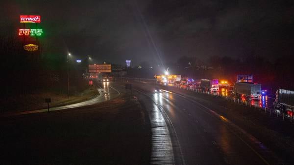 Photos: First responders respond to overturned semi on I-80