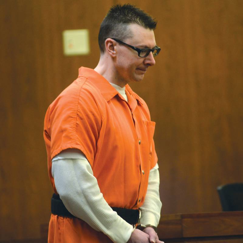 Duane Meyer enters an Ogle County courtroom on Tuesday, March 26, 2024 for a status hearing.