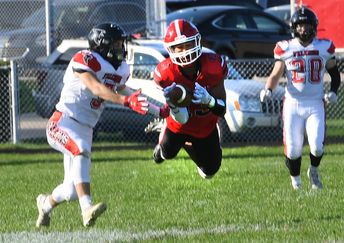 Forreston's Devonte King-Black breaks up a pass play during Saturday action.