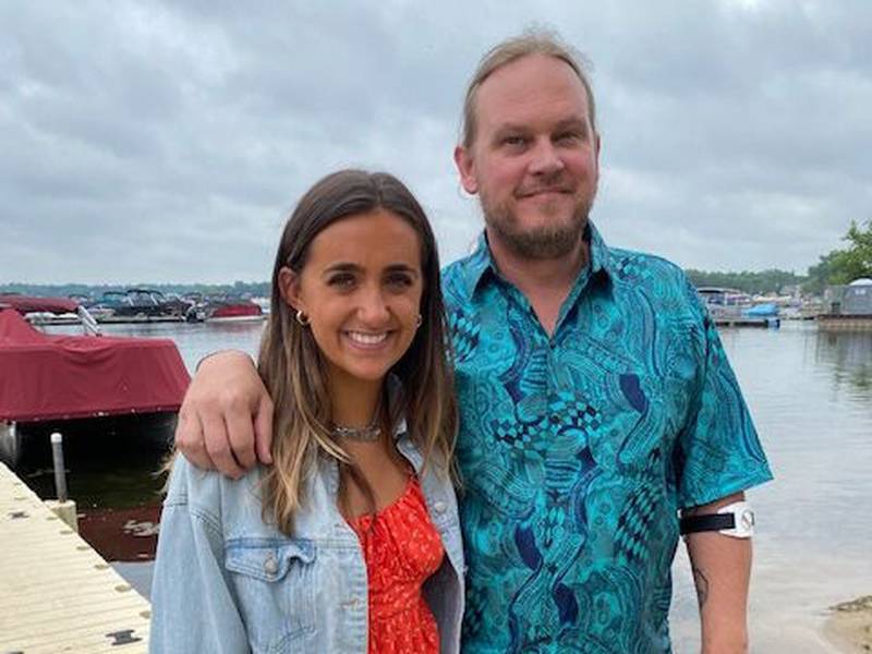 The Epstein family of Vernon Hills and Crystal Lake resident Scott Sroka were honored for saving the life of a 3-year-old girl on Diamond Lake in Mundelein on June 13. Pictured are Hannah Epstein and Scott Sroka.