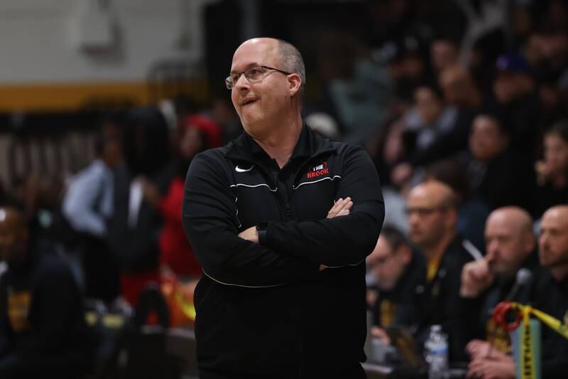 Bolingbrook head coach Rob Brost walks the bench against Joliet West on Friday, Jan 24, 2025 in Joliet.