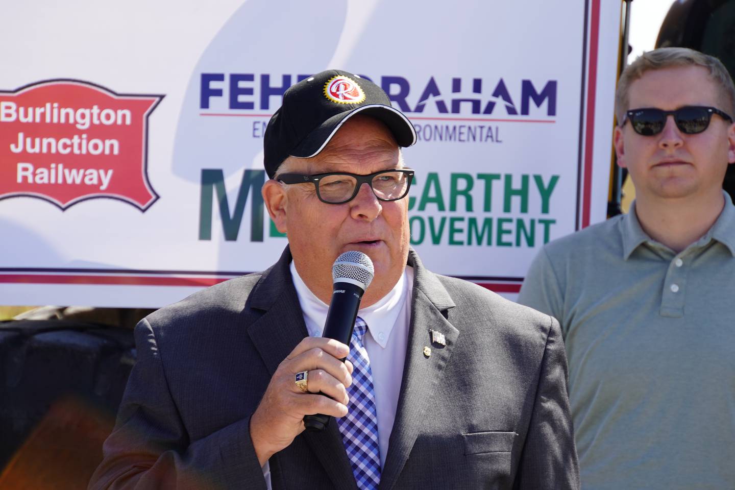 Rochelle Mayor John Bearrows speaks at the City of Rochelle's groundbreaking for the expansion of its Rochelle Intermodal Transload Center at 1851 S. Steward Road on Aug. 14.