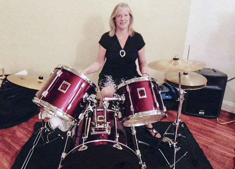 A retired hospital administrator, Michalene Korosa now drums in her husband Eddie Korosa's polka band.