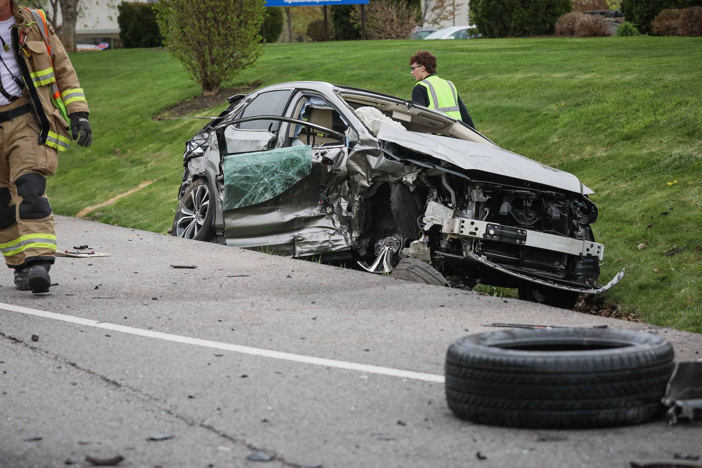 Emergency crews were called at about 2:48 p.m. on Wednesday, April 30, 2025, to the intersection of West Algonquin Road and Square Barn Road, in Algonquin, for a three-vehicle collision.