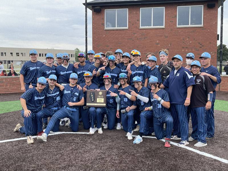 Nazareth academy posing with the Class 3A sectional title following their 6-0 victory over St. Laurence in Burbank on Saturday.