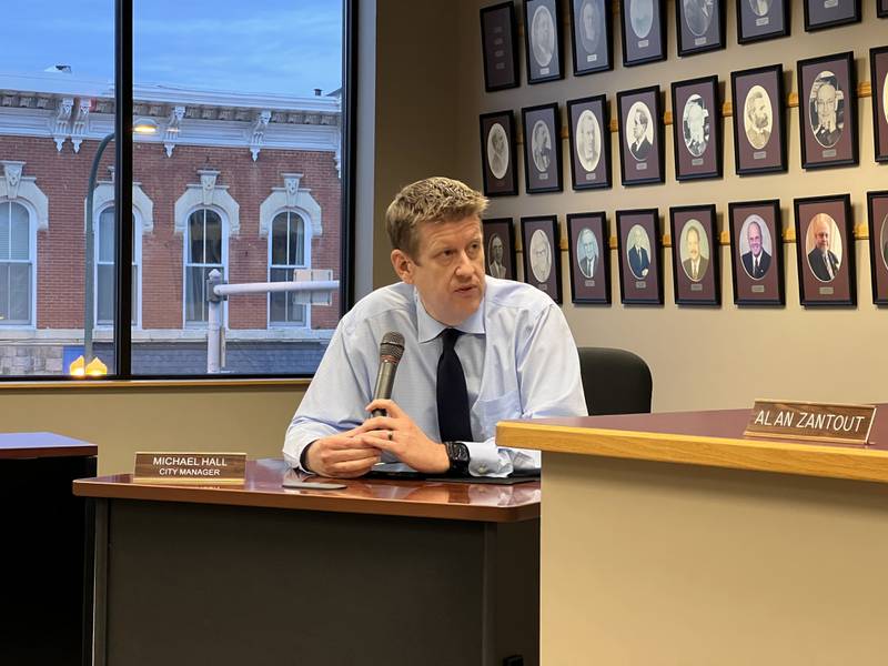 Sycamore City Manager talks to the city's planning and zoning commission on Oct. 14, 2024. On Monday, Hall will talk to the City Council about creating a police and firefighter pension funding policy, according to city documents.