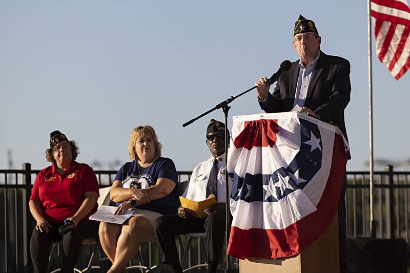 Dan Corbin, retired Army Lt. Colonel, gives a short history of Vietnam and his service time spent there Friday, Sept. 1, 2023. Corbin was the keynote speaker during the opening ceremony of the Vietnam Traveling Memorial Wall in Rock Falls.