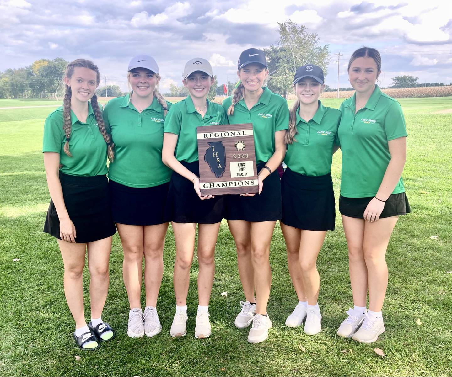 Seneca won the Class 1A St. Bede Regional at Spring Creek Thursday, the first regional championship in school history. Team members are Jolena Odum, Camryn Stecken, Shelby Welsh, Addison Stegler, Piper Stenzel and Julia Hogan.