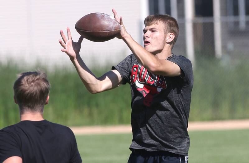 Sycamore defensive backs work through a drill Monday, June 27, 2022, during football practice at the school.