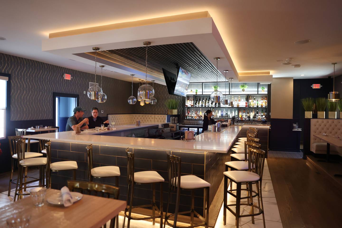 A couple has lunch at The Clifton’s elegant bar on Thursday, Oct. 10, 2024 in Plainfield.