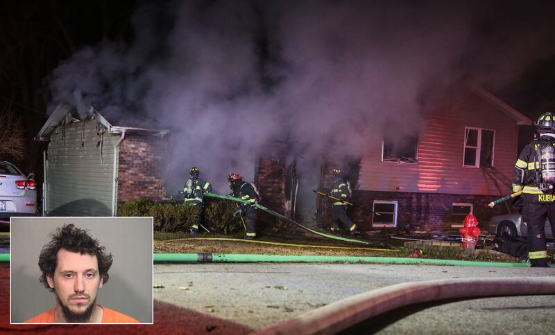 Firefighters from the McHenry Township Fire Protection District respond to a house fire Saturday, Dec. 11, 2021, in the 500 block of Sunrise Drive in unincorporated McHenry County near Johnsburg. Inset: Alexander P. Campos.