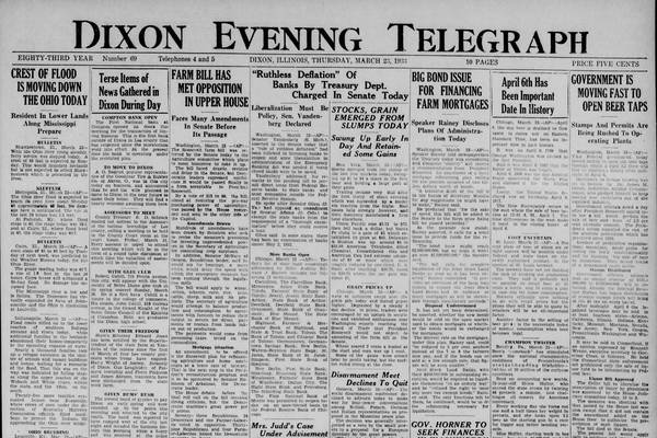 Historical covers for March 23: Government is Moving Fast to Open Beer Taps