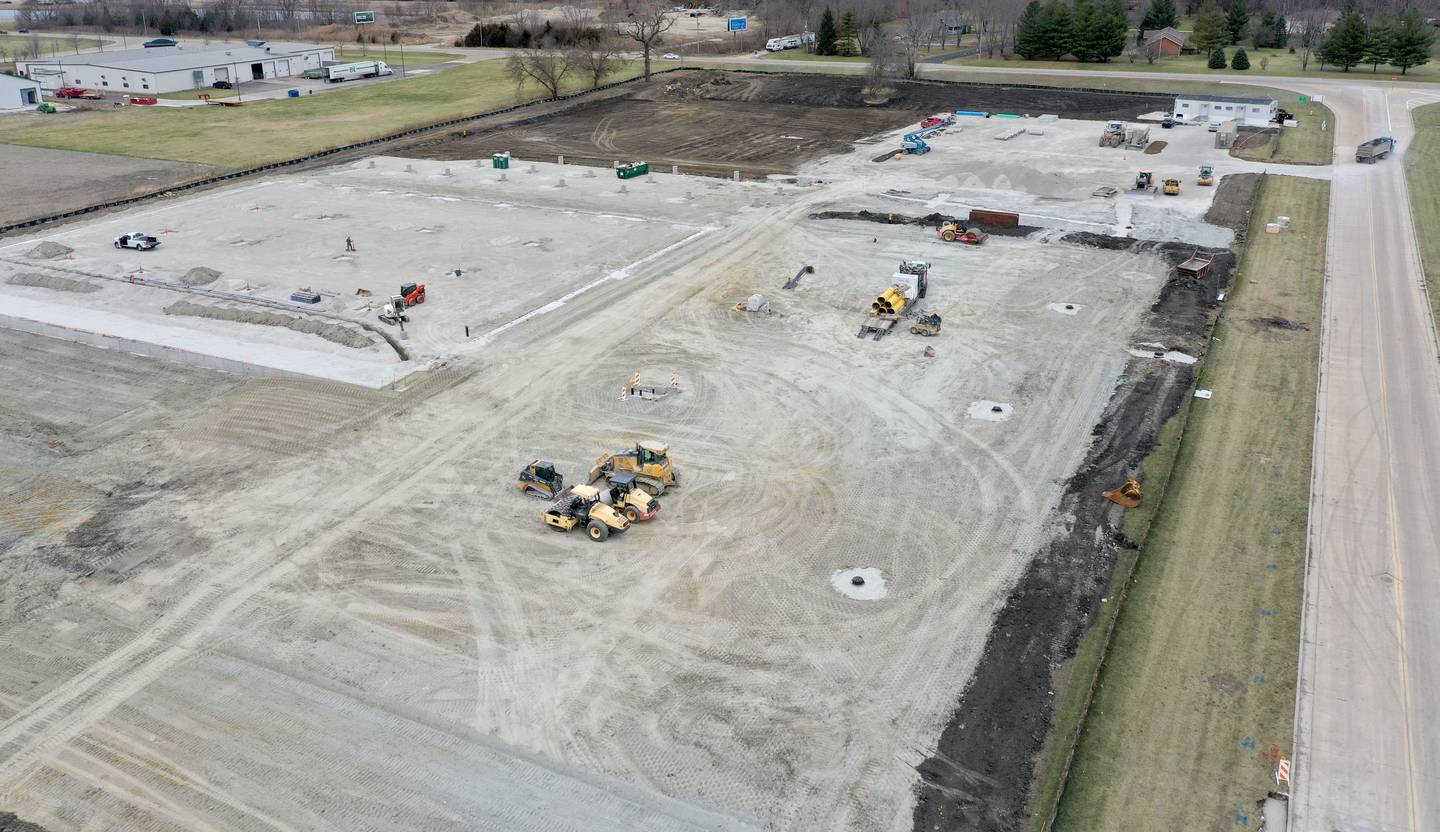 Crews are making progress on the Amazon last-mile delivery facility on Monday, Dec. 9, 2024 at the Ottawa Industrial Park in Ottawa. The 50,800-square-foot warehouse will be an addition to Amazon's regional logistics network, helping streamline package delivery to residents and businesses across the region. The facility will create about 100 jobs. The warehouse will sort large volumes of parcels and be dispatched into separate delivery trucks, allowing for efficient and timely delivery to nearby areas.