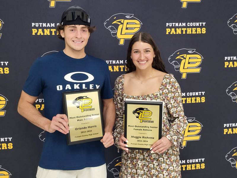 Seniors Orlando Harris and Maggie Richetta were named as the 2023-24 Male and Female Athletes of the Year for Putnam County High School. Harris played for the Panthers basketball team.  Richetta played for the PC's volleyball, girls basketball and softball teams. She will attend Sauk Valley College to play volleyball this fall.