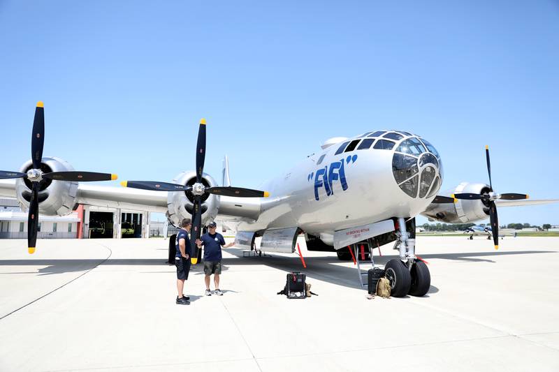 The B-29 Superfortress “FIFI” landed at DuPage Airport in West Chicago for the Airpower History Tour. The event, which also features the B-24 Liberator “DIAMOND LIL”, a T-6 Texan, a PT-13 Stearman and a RC-45J Expeditor, is presented by the Commemorative Air Force and will be open to the public July 19-24, 2023.