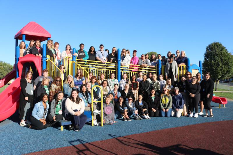 Marycrest staff were presented with a plaque recognizing their school's Golden Circle Award from the State of Illinois.