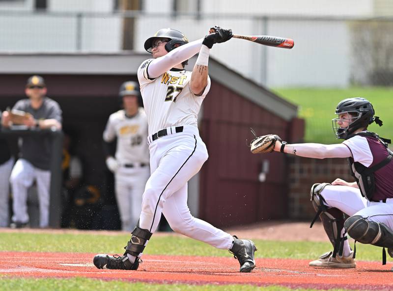 Joliet West's James Love at bat during the non-conference game against Lockport on Saturday, April. 27, 2024, at Lockport.