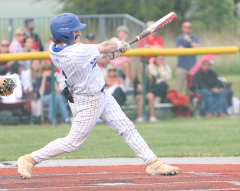 Burlington Central's Zane Pollack looks for a hit against Benet at the Class 3A Kaneland Sectional Semi Final on Thursday, June 5, 2025 in Maple Park.
