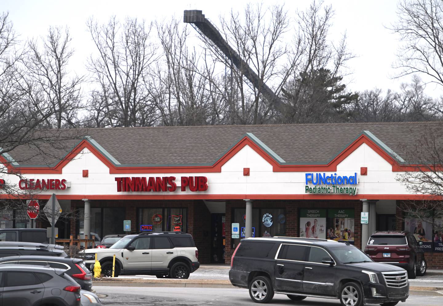 The Norge Ski Club jump is visible just to the north of Tinman’s Pub, located at 926 Route 22 in Fox River Grove. The ski club has cut its ties with the bar and will no longer allow them to sell tickets to the annual ski jump tournament.