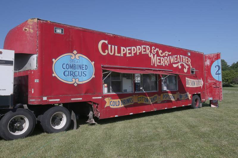 A semi trailer from Culpepper & Merriweather Circus begins to set up on Monday, June 23, 2025 at Boggios in Granville.