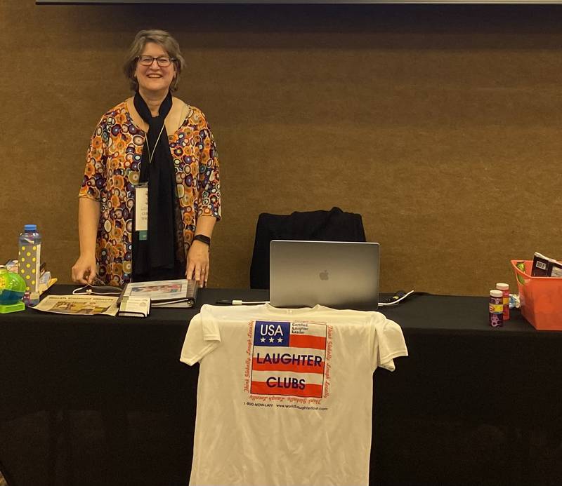 Christine Thompson’s presentation, titled “Let’s Pop Some Bubbles and Burst into Laughter,” delved into the science behind laughter and its profound benefits on both mental and physical health.