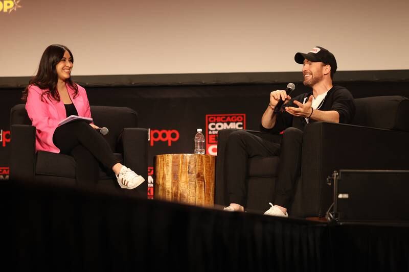 Actor Chris Evans, best known for his role as Captain America, sits down for a Q&A at C2E2 Chicago Comic & Entertainment Expo on Sunday, April 2, 2023 at McCormick Place in Chicago.