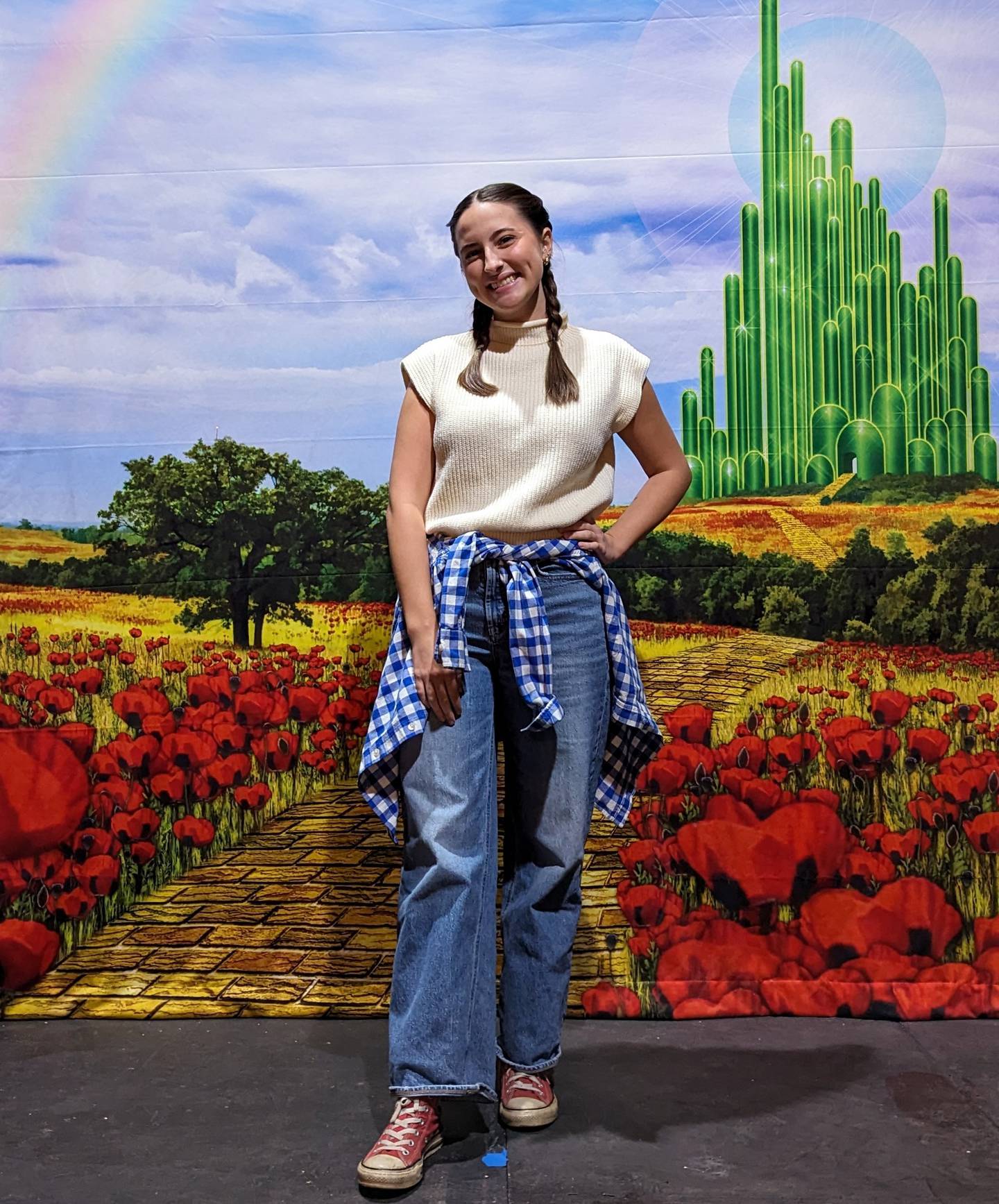 Madison Hartman (Dorothy Gale) is ready to follow the Yellow Brick Road in "The Wizard of Oz," playing through March 3 at PM&L Theatre in Antioch. Photo courtesy of Iva Trocke.