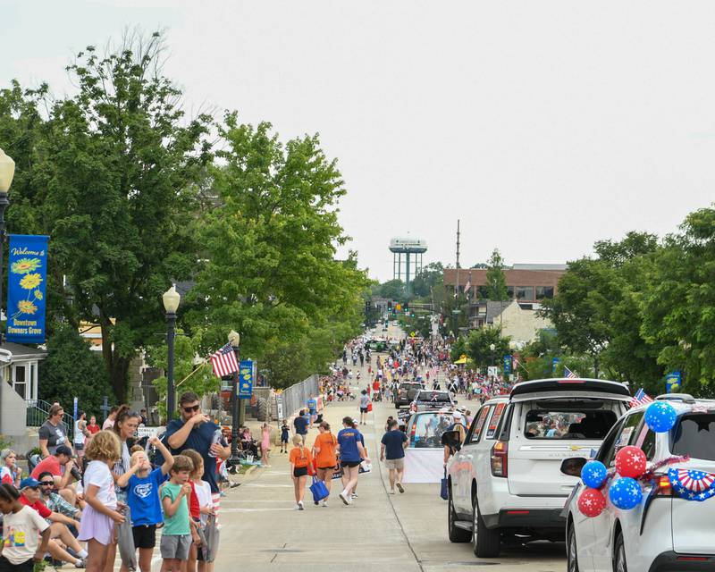 Both Sides of Main Street were lined with community members on Friday July 4, 2025, during the Independence Day parade in downtown Downers Grove.