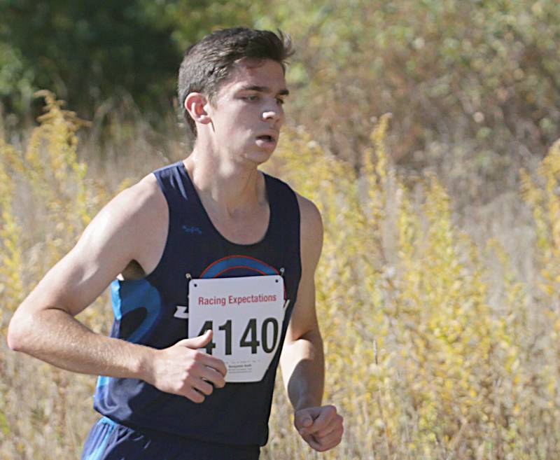 Bureau Valley's Benjamin Roth runs in the Class 1A Regional Cross Country boys race on Saturday, Oct. 22, 2022 at the Seneca FFA Farm in Marseilles.
