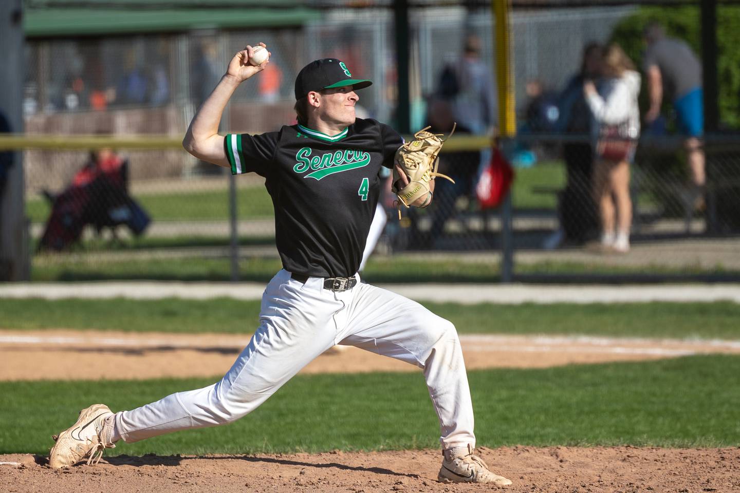 Cam Shriey (4) of Seneca pitches on Thursday, May 8, 2025 at Masinelli Field in Ottawa.