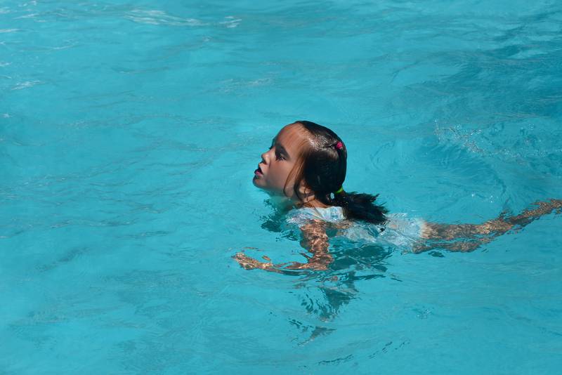 Alivia Stram, 6, swims at the Polo Pool on Monday, July 28., 2025.