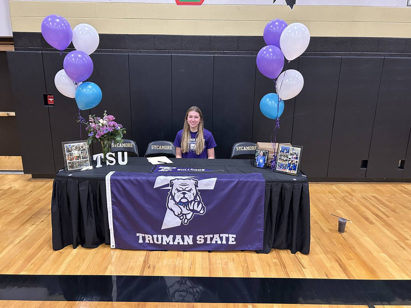 Sycamore volleyball player Laci Neece at her signing day ceremony as she signs with Truman State to continue her volleyball career on Wednesday, November 8, 2023.