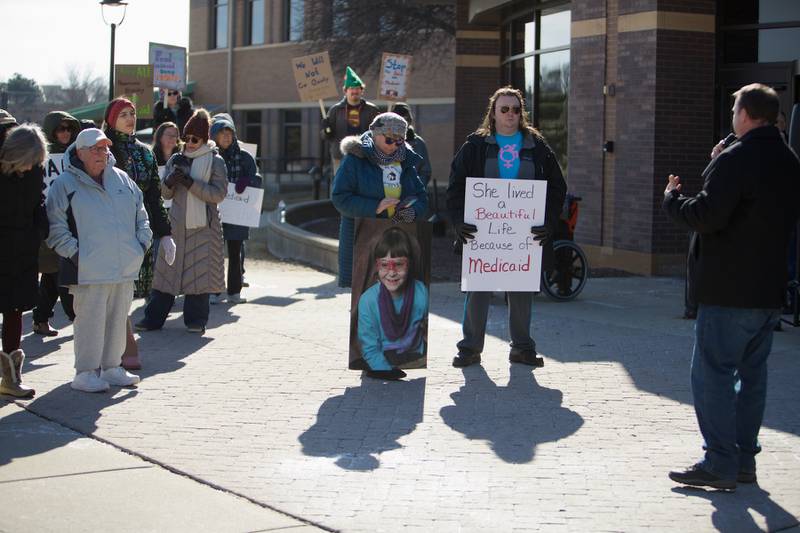 Local supporters gather at the Medicare Rally on Sunday, Feb.9,2025 at the DuPage County Courthouse in Wheaton.