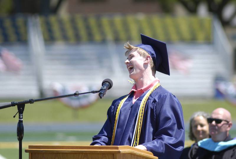 Student Council Senior Representative  William Ports Jokes with the class. The Sterling Class of 2025 Commencement Ceremony was held on Sunday, May 18, 2025 at Roscoe Eades Field in Sterling.