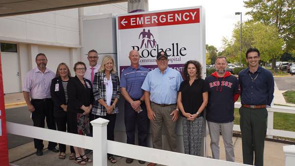 Check presented to winner of Rochelle’s Fly-in Drive-in blood draw