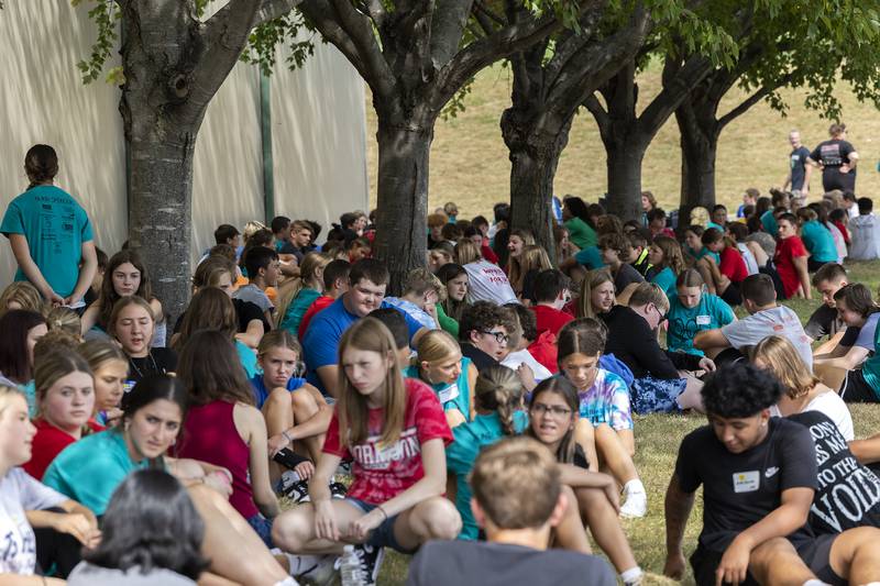 Students sit down for an exercise called “If you really knew me,” Thursday, Sept. 19, 2024, during the BLIND retreat.