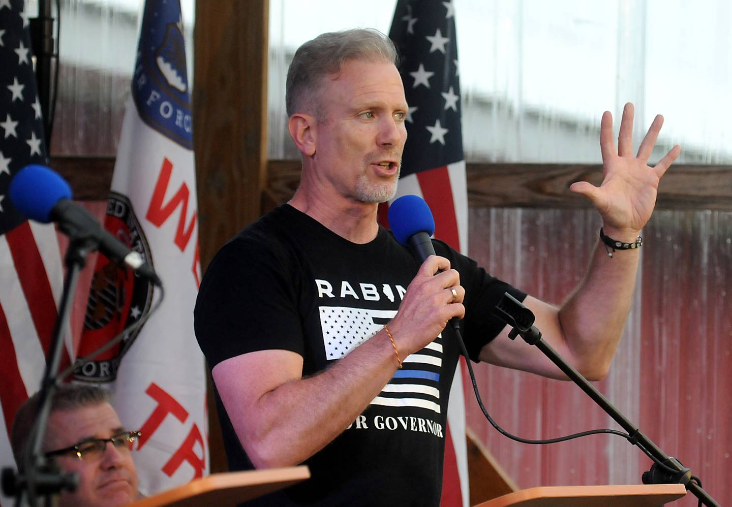 Republican gubernatorial candidate Gary Rabine speaks during the Grand Old Party at the Farm Forum on Saturday, June 4, 2022, at Richardson Farm, 909 English Prairie Road, in Spring Grove. The all day event forum featured Republican candidates up and down the ticket on multiple stages.