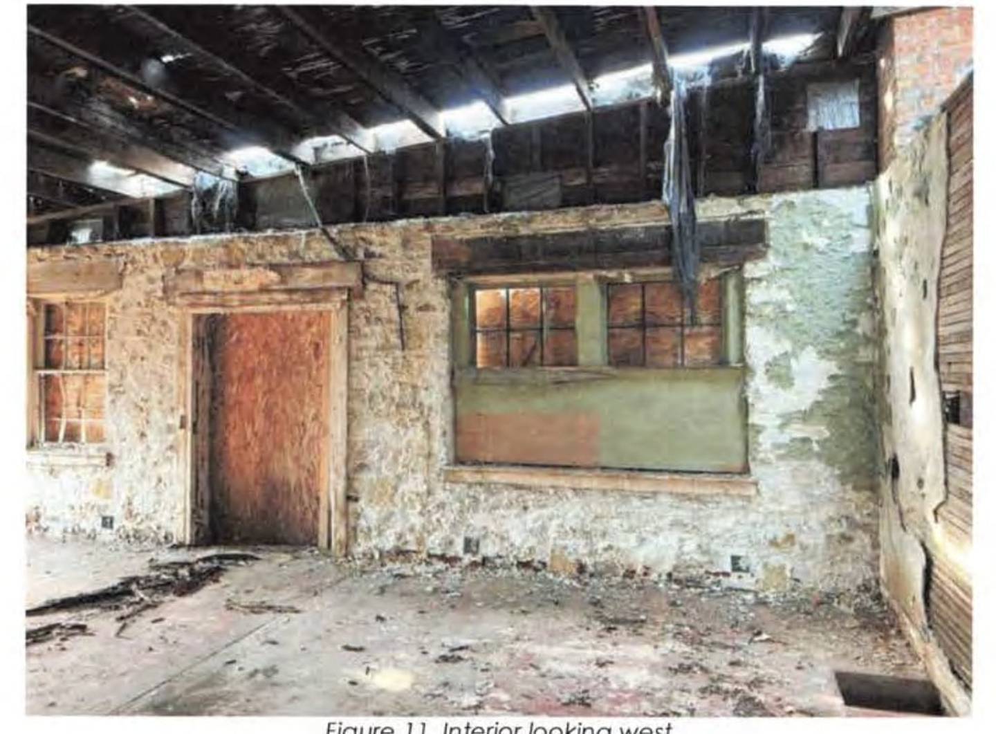 The condition of the circa-1840 former blacksmith shop at 4 E. State St., Geneva, is illustrated in developer Shodeen's third application to raze the structure. No hearing date has been set yet.