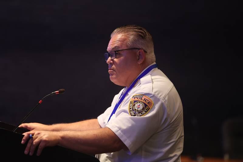 Joliet Police Chief Bill Evans speaks at the City of Joliet Land Use and Legislative Committee meeting on Tuesday, October 13th.