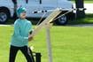 Kids use homemade catapults in science project