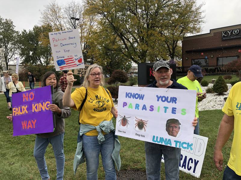 Up to 2,000 were estimated at the No Kings rally Saturday in Crystal Lake, with protesters lining several blocks of Route 14 during the event, part of a national protest.