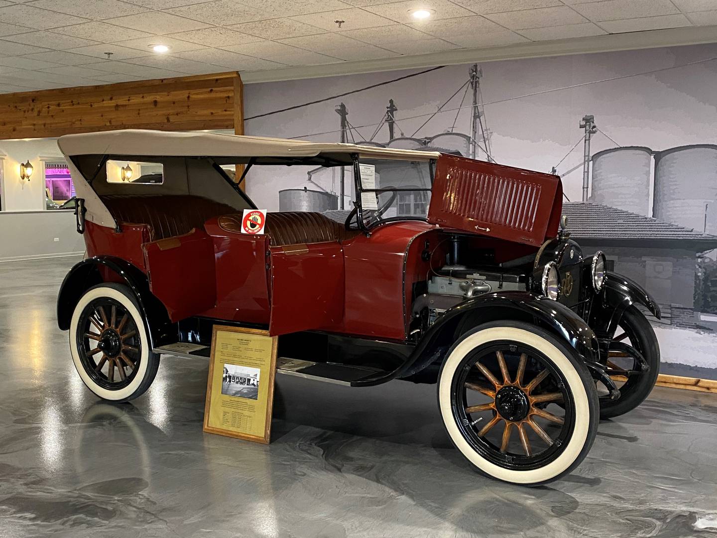 A 1921 REO in the front lobby of Aces Classic Cars in Minooka.