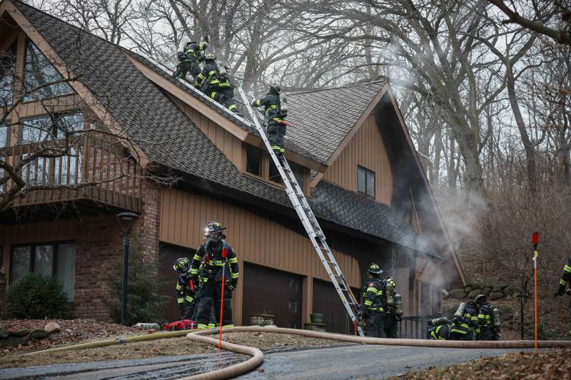 No injuries were reported and two dogs escaped unharmed in a house fire that broke out on Jan. 8, 2024 in Trout Valley while occupants were not home, officials report.