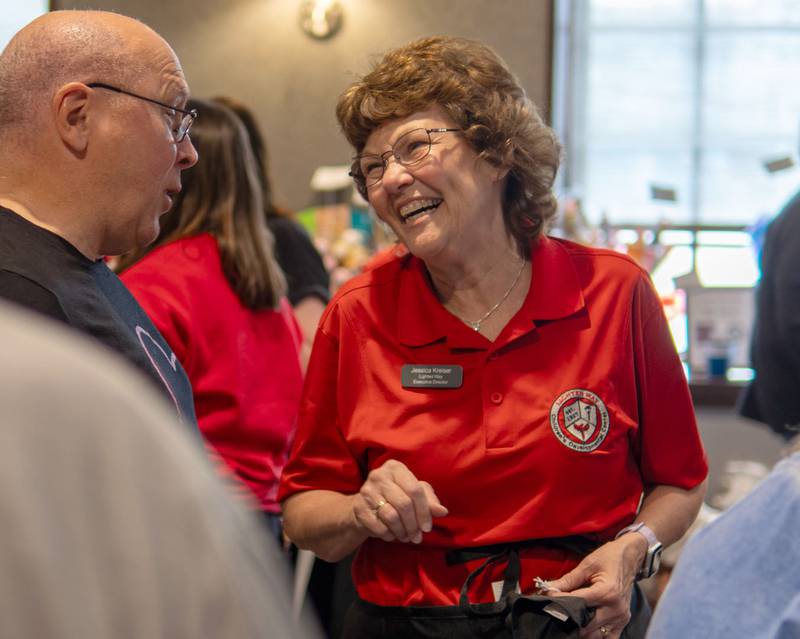 Jessica Kreiser Lighted Way executive director, smiles as she talks to supporters during the Lighted Way Spaghetti Supper on Monday, April 22, 2024 at Uptown Bar and Grill in La Salle.