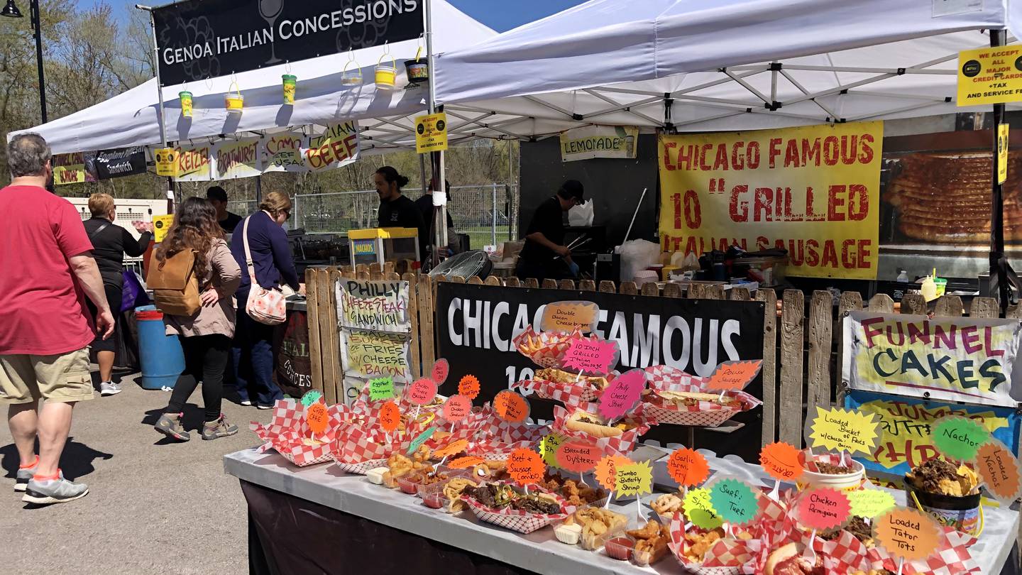 Genoa Italian Consessions serving chicago style food at the annual Wine on the Fox event at Hudson Crossing Park downtown Oswego May 7 and 8.