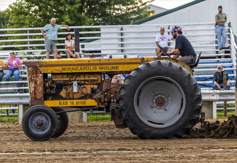 James McCormick starts off the tractor pulling fun Thursday, July 24, 2025, at the Lee County Fair.