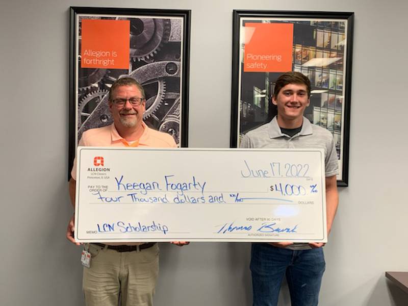 Princeton High School Graduate, Keegan Fogarty, was awarded Allegion’s 2022 LCN Engineering and Business Scholarship.